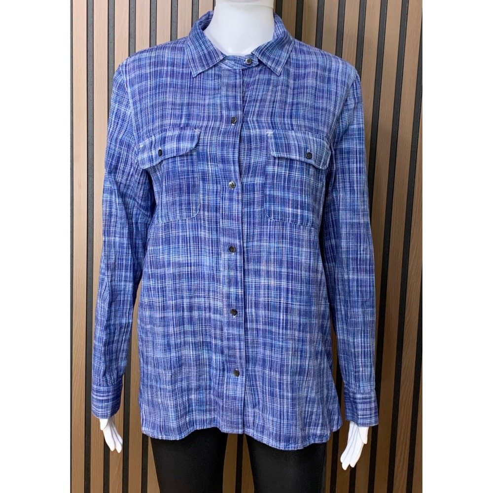 Madewell Blue Women's Plaid Cotton Button Down Shirt Style M Comfort Shoes